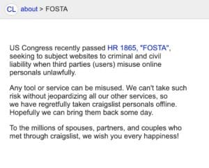 Craigslist FOSTA-SESTA Disclaimer